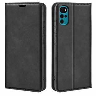 For Motorola Moto G22 4G Retro-skin Magnetic Suction Leather Phone Case(Black)