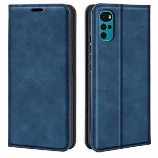 For Motorola Moto G22 4G Retro-skin Magnetic Suction Leather Phone Case(Dark Blue)