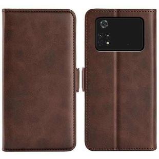 For Xiaomi Poco M4 Pro 4G Dual-side Magnetic Buckle Horizontal Flip Leather Phone Case(Brown)
