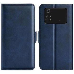 For Xiaomi Poco M4 Pro 4G Dual-side Magnetic Buckle Horizontal Flip Leather Phone Case(Dark Blue)