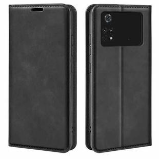 For Xiaomi Poco M4 Pro 4G Retro-skin Magnetic Suction Leather Phone Case(Black)
