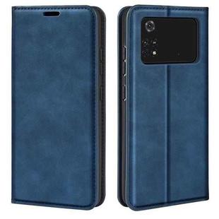 For Xiaomi Poco M4 Pro 4G Retro-skin Magnetic Suction Leather Phone Case(Dark Blue)