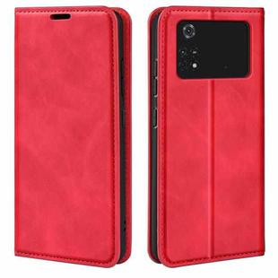 For Xiaomi Poco M4 Pro 4G Retro-skin Magnetic Suction Leather Phone Case(Red)