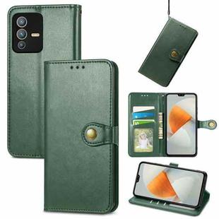 For vivo S12 Solid Color Leather Buckle Phone Case(Green)