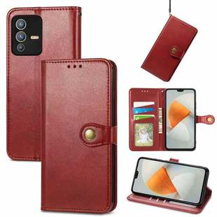 For vivo S12 Solid Color Leather Buckle Phone Case(Red)