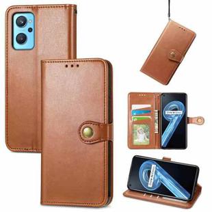 For OPPO Realme 9i / A96 4G / A76 4G Solid Color Leather Buckle Phone Case(Brown)