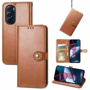 For Motorola Edge X30 Solid Color Leather Buckle Phone Case(Brown)