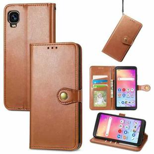 For TCL A509DL / A3 Solid Color Leather Buckle Phone Case(Brown)