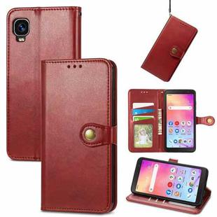 For TCL A509DL / A3 Solid Color Leather Buckle Phone Case(Red)