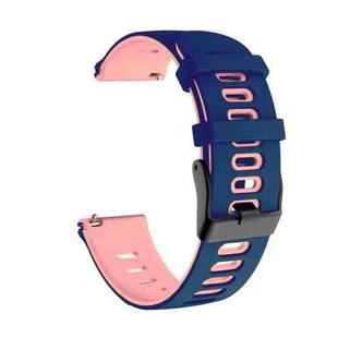 For Huawei Watch 2 20mm Mixed-Color Silicone Watch Band(Dark Blue+Pink)