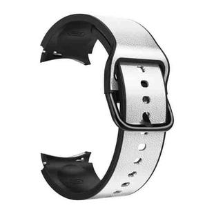 For Samsung Galaxy Watch 4 40mm 20mm Silicone Pasted Leather Watch Band(Light Grey)