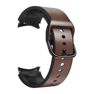 For Samsung Galaxy Watch 4 40mm 20mm Silicone Pasted Leather Watch Band(Dark Brown)