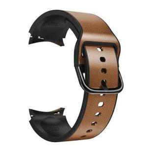 For Samsung Galaxy Watch 4 40mm 20mm Silicone Pasted Leather Watch Band(Brown)