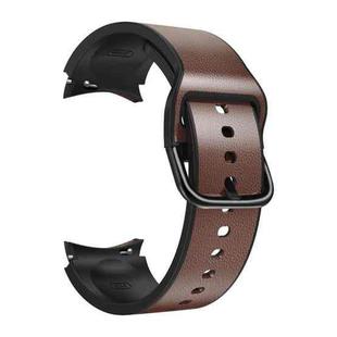 Samsung Galaxy Watch 4 44mm 20mm Silicone Pasted Leather Watch Band(Dark Brown)