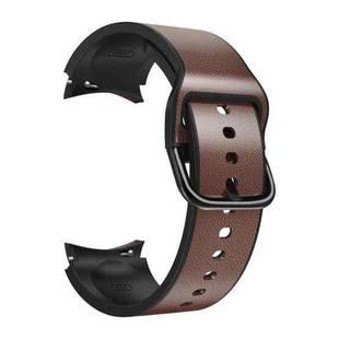 For Samsung Galaxy Watch 4 Classic 46mm 20mm Silicone Pasted Leather Watch Band(Dark Brown)