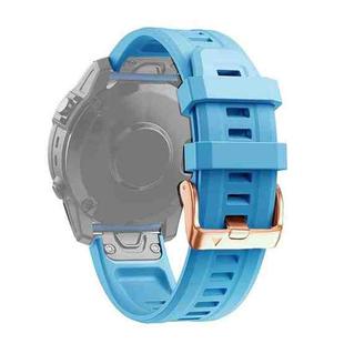 For Garmin Fenix 7S 20mm Rose Gold Buckle Silicone Watch Band(Skyblue)