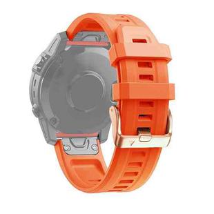 For Garmin Fenix 6S 20mm Rose Gold Buckle Silicone Watch Band(Orange)