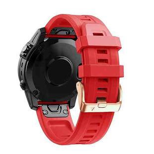 For Garmin Fenix 5S Plus 20mm Rose Gold Buckle Silicone Watch Band(Red)