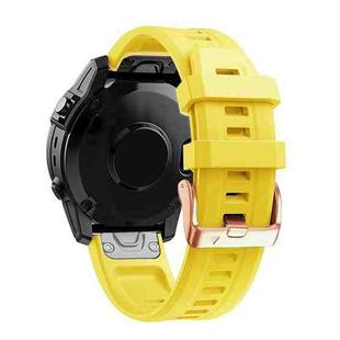 For Garmin Fenix 5S Plus 20mm Rose Gold Buckle Silicone Watch Band(Yellow)