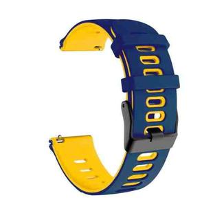 For Samsung Galaxy Watch 4 44mm 20mm Mixed-Color Silicone Watch Band(Dark Blue Yellow)