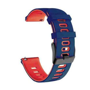 For Samsung Galaxy Watch 4 Classic 46mm 20mm Mixed-Color Silicone Watch Band(Dark Blue Red)