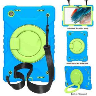 For Samsung Galaxy Tab A8 10.5 2021 X200 / X205 360 Rotation PC+Silicone Tablet Case with Shoulder Strap(Blue+Green)