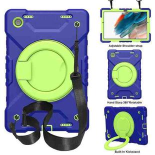 For Samsung Galaxy Tab A8 10.5 2021 X200 / X205 360 Rotation PC+Silicone Tablet Case with Shoulder Strap(Navy+Green)