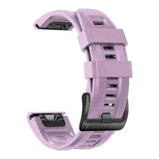 For Garmin Fenix 6X 26mm Silicone Sport Pure Color Watch Band(Light purple)