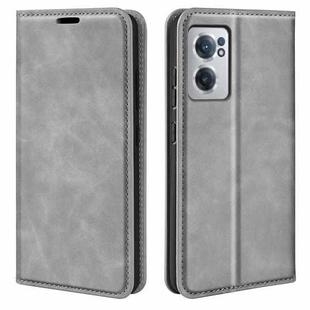 For OnePlus Nord CE 2 5G Retro-skin Magnetic Suction Leather Phone Case(Grey)