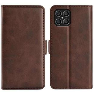 For Honor X8 Dual-side Magnetic Buckle Leather Phone Case(Brown)