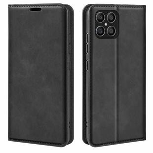 For Honor X8 Retro-skin Magnetic Suction Leather Phone Case(Black)