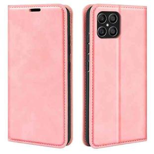 For Honor X8 Retro-skin Magnetic Suction Leather Phone Case(Pink)