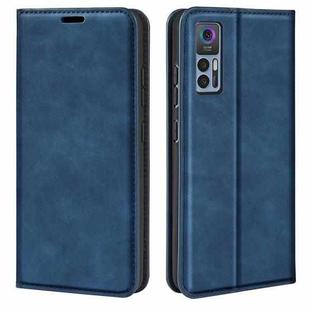 For TCL 30 5G / 30+ Retro-skin  Magnetic Suction Leather Phone Case(Dark Blue)