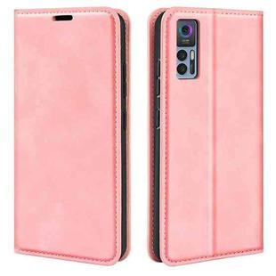 For TCL 30 5G / 30+ Retro-skin  Magnetic Suction Leather Phone Case(Pink)