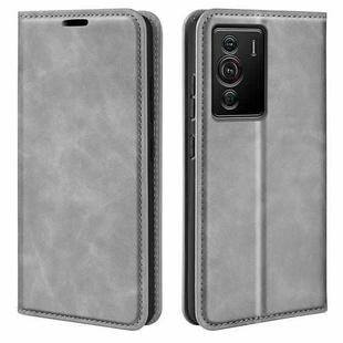 For ZTE Blade Z40 Pro Retro-skin Magnetic Suction Leather Phone Case(Grey)