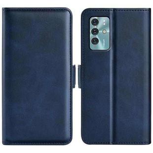 For ZTE Blade V40 Dual-side Magnetic Buckle Leather Phone Case(Dark Blue)