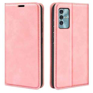 For ZTE Blade V40 Retro-skin Magnetic Suction Leather Phone Case(Pink)