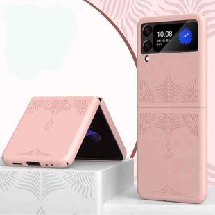 For Samsung Galaxy Flip3 5G Skin-embossed Leather Folding Phone Case(Pink)