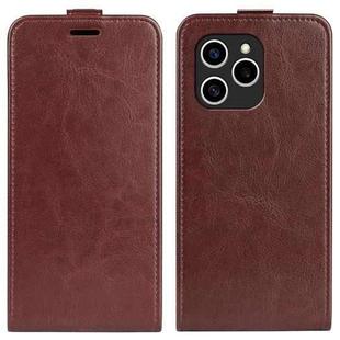 For Honor 60 SE 5G  R64 Texture Single Vertical Flip Leather Phone Case(Brown)