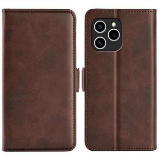 For Honor 60 SE 5G Dual-side Magnetic Buckle Leather Phone Case(Brown)