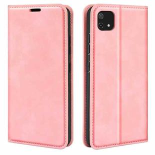 For OPPO A16E Retro-skin Magnetic Suction Leather Phone Case(Pink)