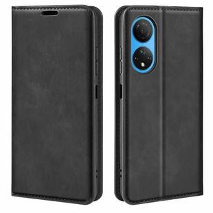 For Honor X7 Retro-skin Magnetic Suction Leather Phone Case(Black)