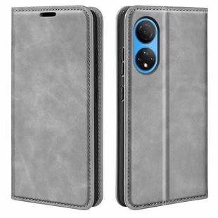 For Honor X7 Retro-skin Magnetic Suction Leather Phone Case(Grey)