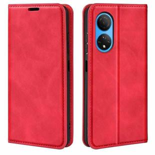 For Honor X7 Retro-skin Magnetic Suction Leather Phone Case(Red)