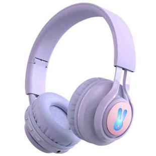 BT06C+ Children Head-mounted Cute Wireless Bluetooth Headset with Microphone & LED Light(Purple)