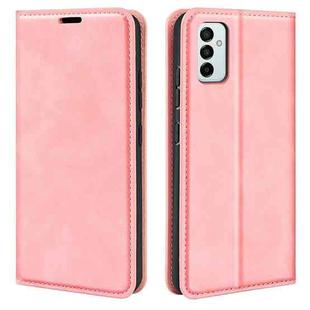 For Samsung Galaxy M23 5G Retro-skin Magnetic Suction Leather Phone Case(Pink)