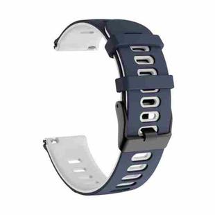 For Garmin Move Luxe 20mm Mixed-color Silicone Watch Band(Dark Blue+White)