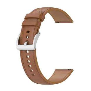 For Garmin VivoMove Luxe Embossed Genuine Leather Watch Band(Light Brown)