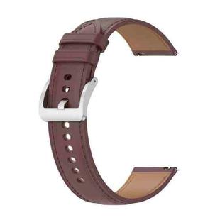 For For Garmin Forerunner 645 Music Embossed Genuine Leather Watch Band(Dark Brown)