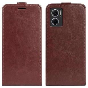 For Xiaomi Redmi Note 11E / Redmi 10 5G R64 Texture Single Vertical Flip Leather Phone Case(Brown)